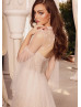 Strapless Beaded Lace Tulle Wedding Dress With Detachable Cape